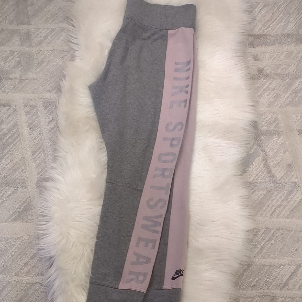 Nike Kids Gray and Pink Sportswear Bottoms